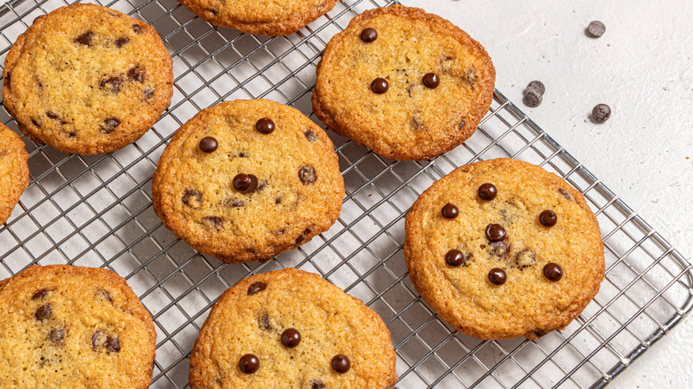 chocolate chip cookies on wire rack