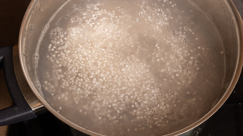 tapioca in metal pot