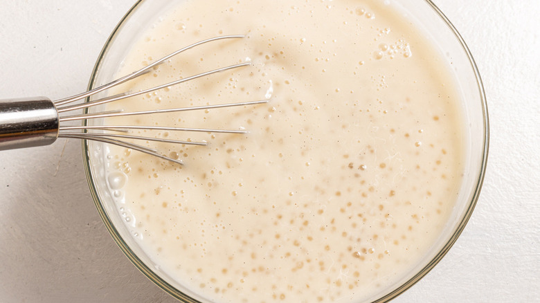 tapioca pudding in clear bowl