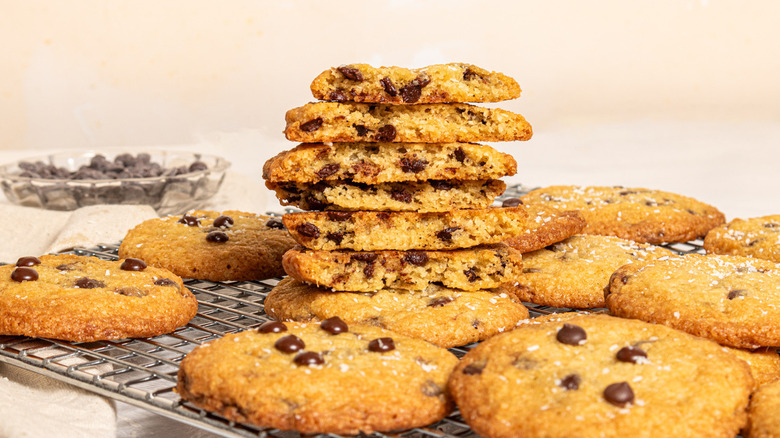 stack of chocolate chip cookies