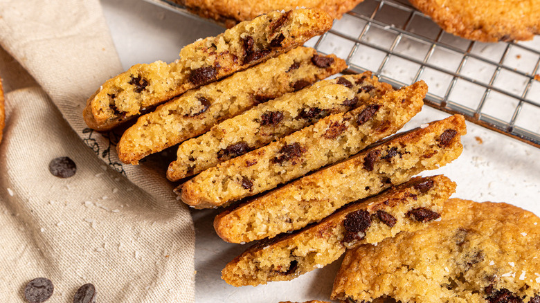 halved cookies in a stack